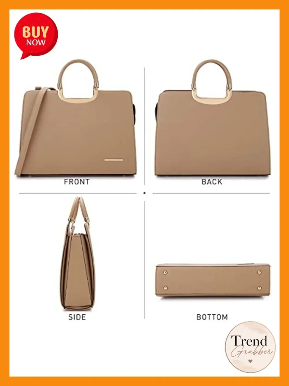 Vegan PU Leather Satchel Purse with Matching Wallet Top Handle Shoulder Bag